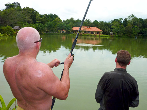 Fighting an Arapaima.