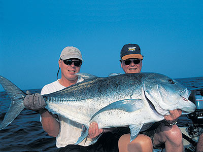 Giant Trevally from our dinghy in the Andaman Islands.